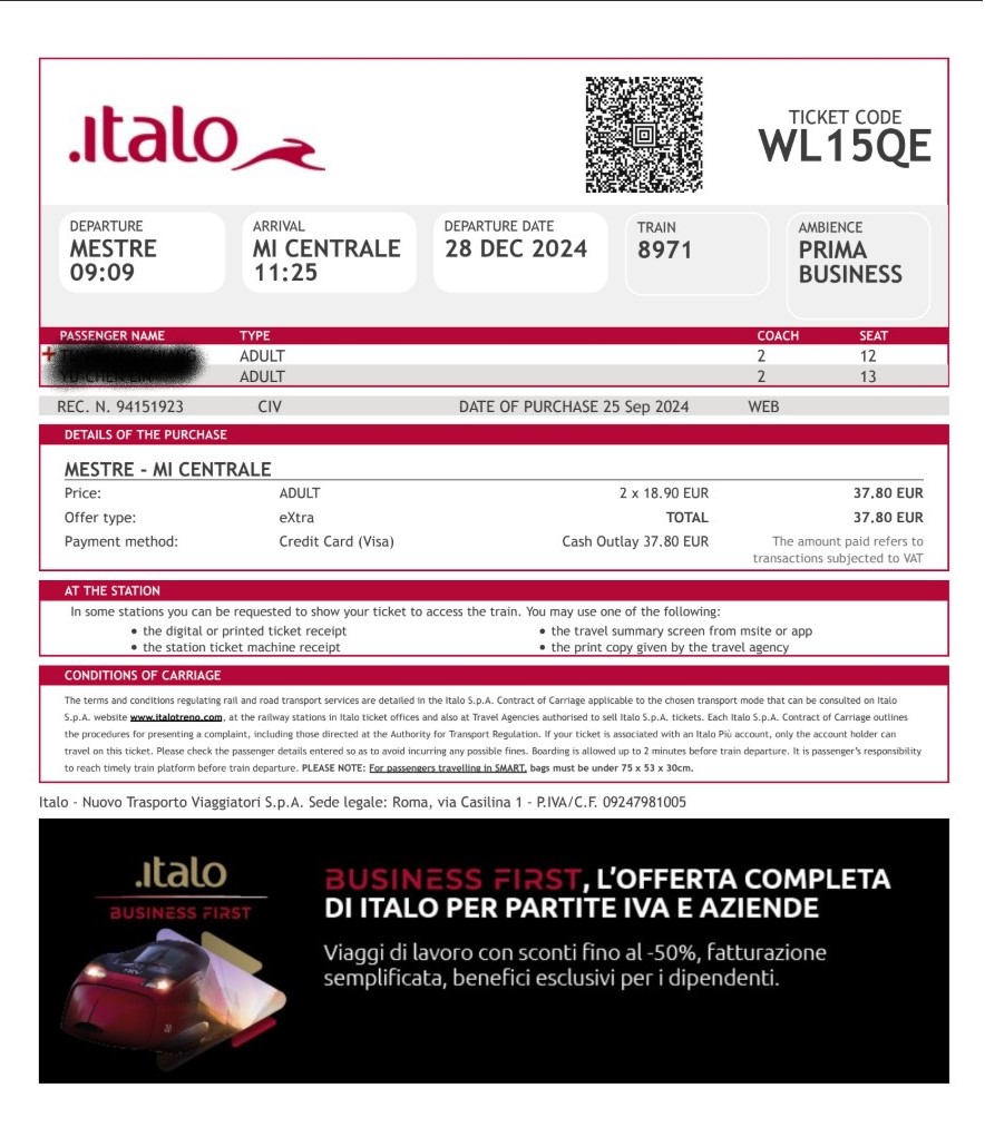 Italo PDF車票
